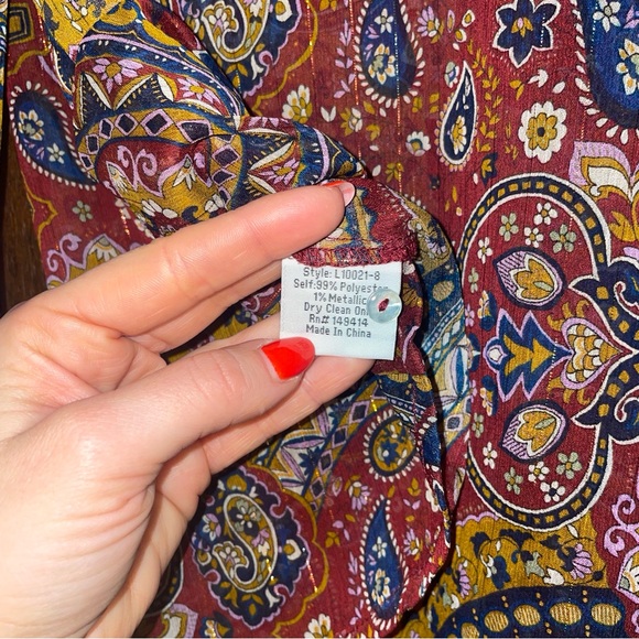Jade by Johnny Was epsilon georgette paisley blouse with ruffled sleeves BNWT L - Picture 10 of 11